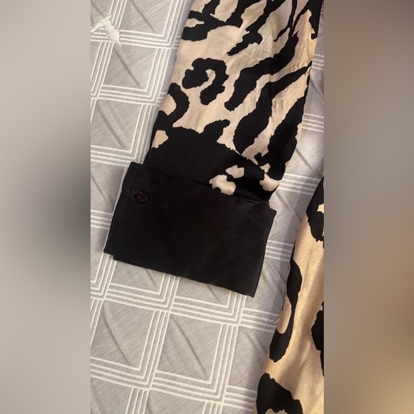 Zara Black and Tan Wrap Dress with Notched Collar - Picture 7 of 9